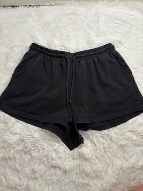Zara Black Drawstring Sweat Shorts